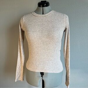 Oatmeal Long Sleeve Ribbed Top